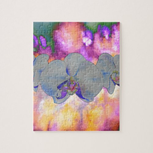  Abstract watercolor tropical floral orchids Jigsaw Puzzle