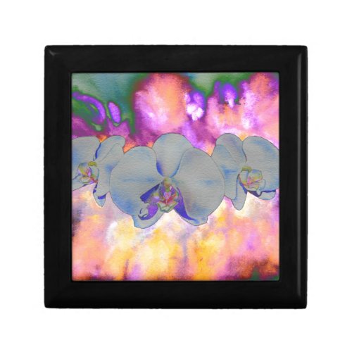  Abstract watercolor tropical floral orchids Keepsake Box