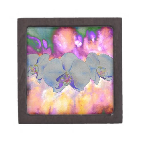  Abstract watercolor tropical floral orchids Keepsake Box