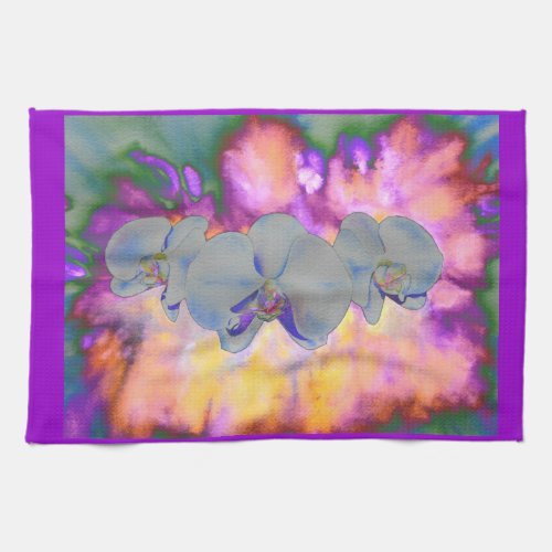  Abstract watercolor tropical floral orchids Kitchen Towel