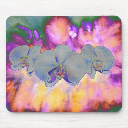  Abstract watercolor tropical floral orchids Mouse Pad