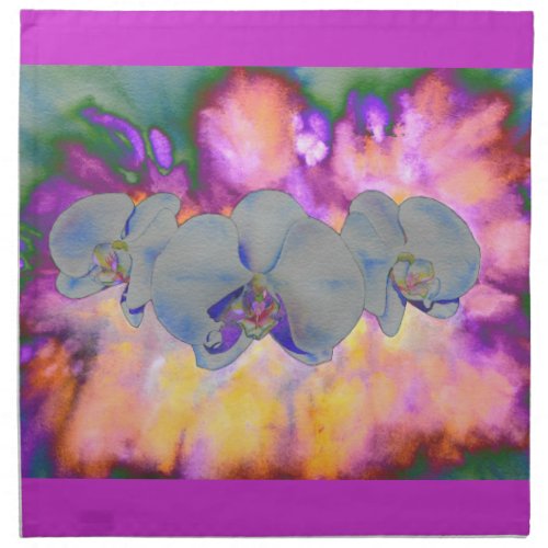  Abstract watercolor tropical floral orchids Napkin