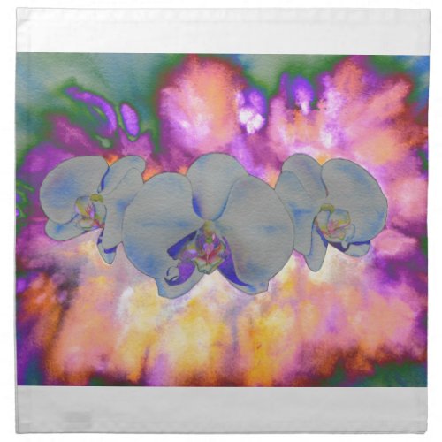  Abstract watercolor tropical floral orchids Napkin