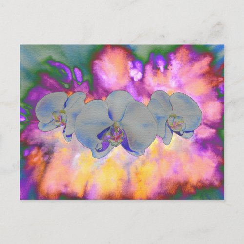  Abstract watercolor tropical floral orchids Postcard