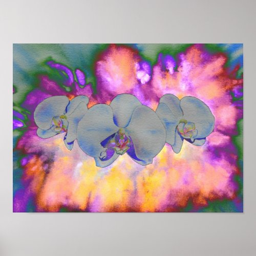  Abstract watercolor tropical floral orchids Poster