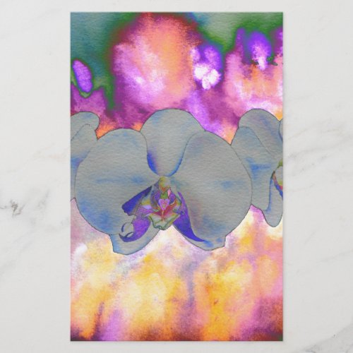  Abstract watercolor tropical floral orchids Stationery