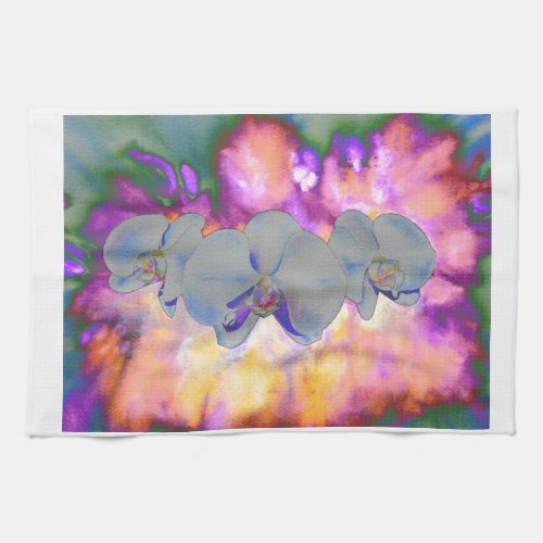  Abstract watercolor tropical floral orchids Towel