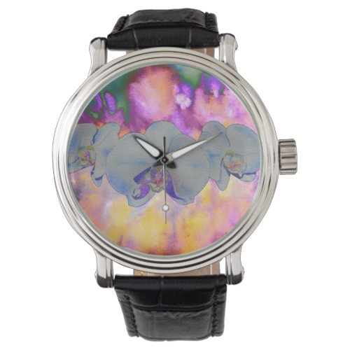  Abstract watercolor tropical floral orchids Watch