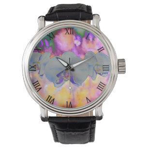  Abstract watercolor tropical floral orchids Watch