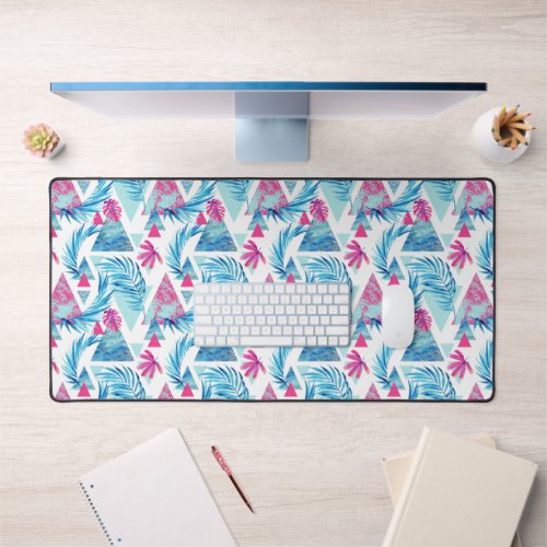 Abstract Watercolor Tropical Leaf Pattern Desk Mat