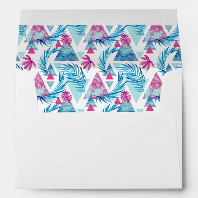Abstract Watercolor Tropical Leaf Pattern Envelope (Back (Bottom))