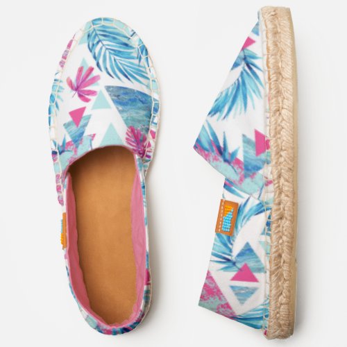 Abstract Watercolor Tropical Leaf Pattern Espadrilles