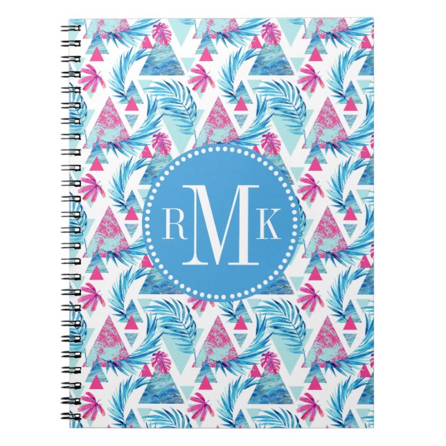 Abstract Watercolor Tropical Leaf Pattern Notebook (Front)