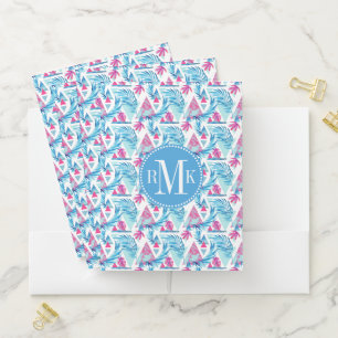 Abstract Watercolor Tropical Leaf Pattern Pocket Folder