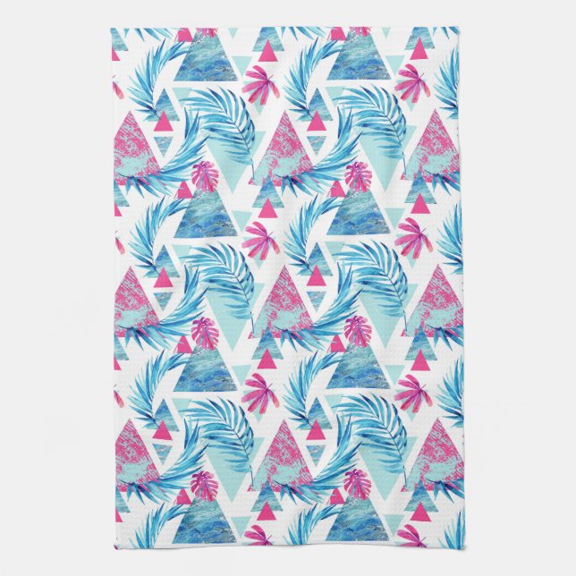 Abstract Watercolor Tropical Leaf Pattern Towel (Vertical)