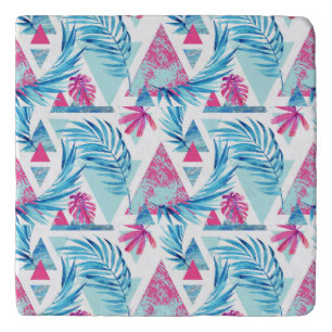 Abstract Watercolor Tropical Leaf Pattern Trivet