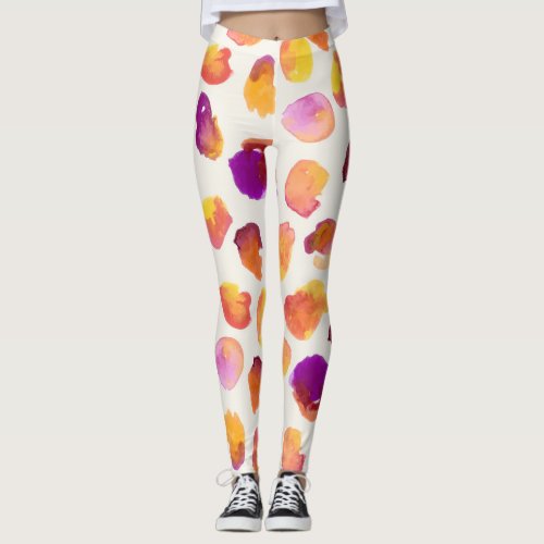 Abstract Watercolor Vintage Seamless Illustration Leggings