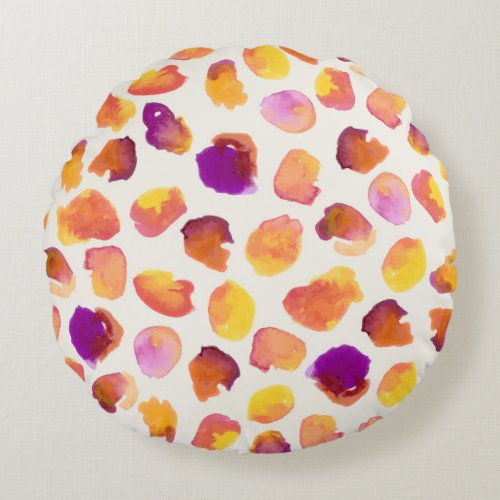 Abstract Watercolor Vintage Seamless Illustration Round Pillow
