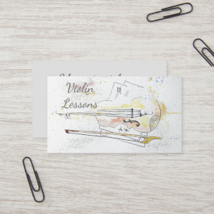 Abstract watercolor violin business card