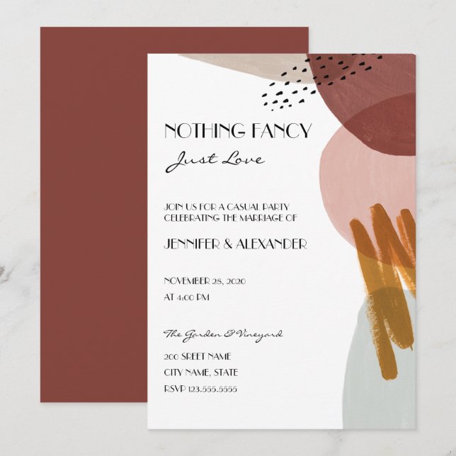 Abstract Watercolor Wedding Reception Invitation (Front/Back)