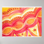 Abstract Watercolor With Warm Ethnic Feel Poster at Zazzle