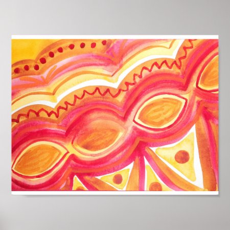 Abstract Watercolor With Warm Ethnic Feel Poster