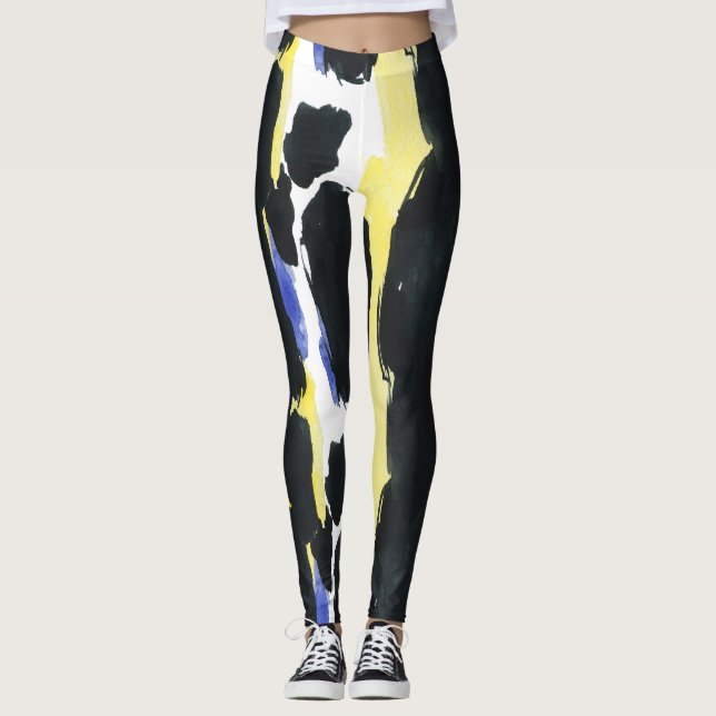 Abstract Watercolors Brush Strokes Leggings (Front)