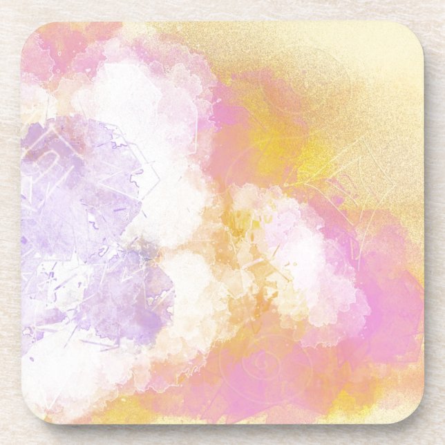 Abstract Watercolors - Orange Background Beverage Coaster (Front)