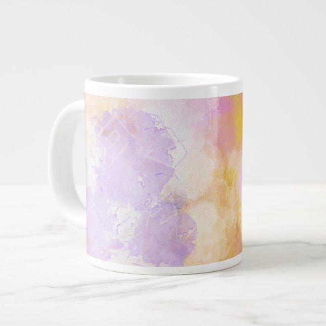 Abstract Watercolors - Orange Background Giant Coffee Mug (Front Left)