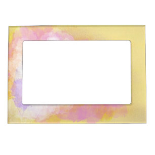 Abstract Watercolors - Orange Background Magnetic Picture Frame