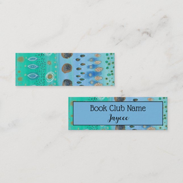 Abstract watercolour art, personalized, book club  calling card (Front/Back)