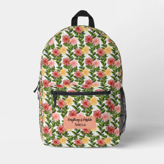 Abstract Watercolour Floral  Printed Backpack