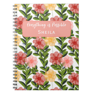 Abstract Watercolour Florals Notebook
