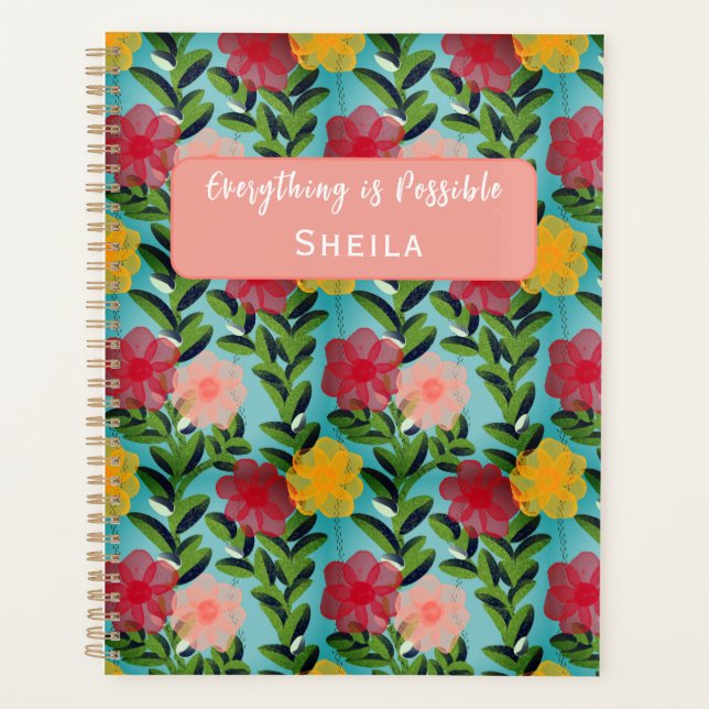 Abstract Watercolour Florals Notebook Blue (Front)