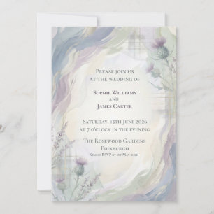 Abstract Watercolour Thistle Scottish Wedding Invi Invitation