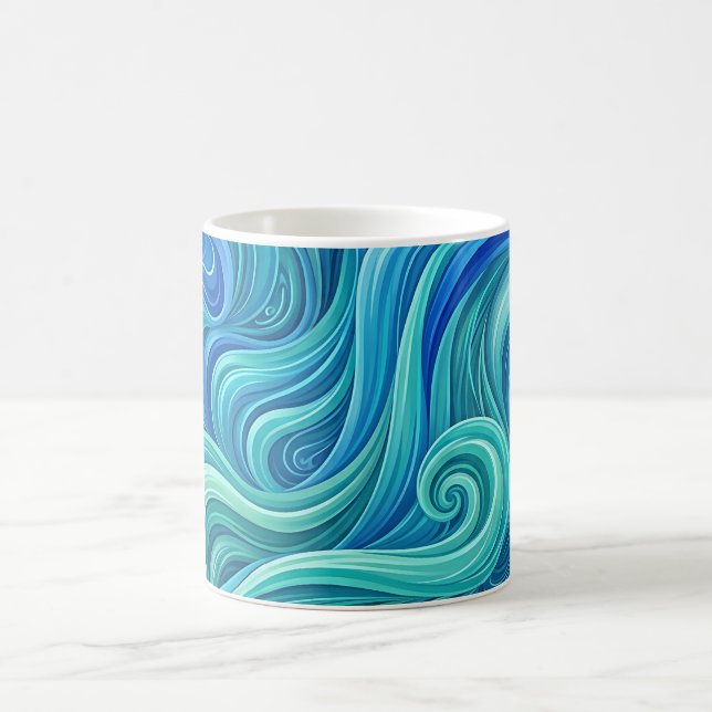 Abstract Waterfall Ocean Blue Gradient Coffee Mug (Center)