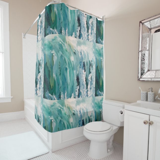 Abstract Waterfall Shower Curtain (In Situ)