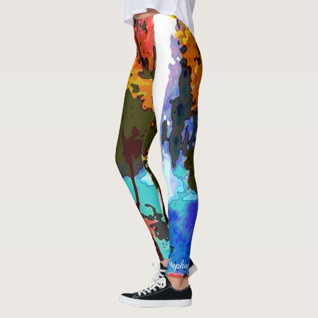 Abstract Waterfall with Personalized Name Leggings (Left)