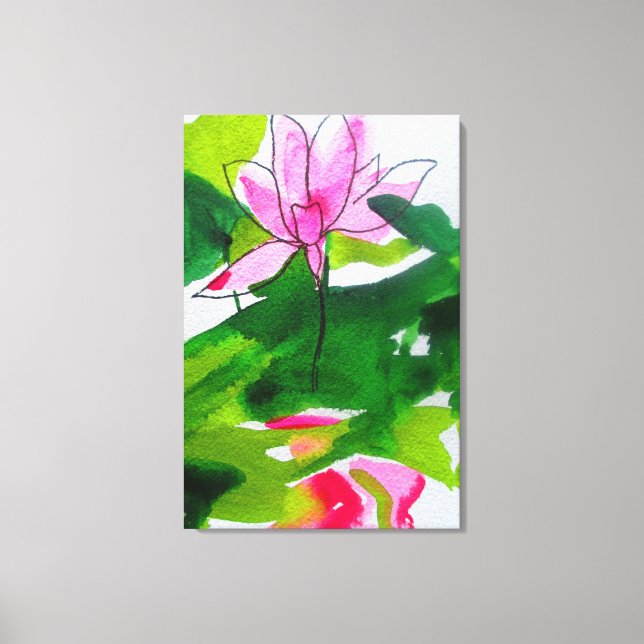 Abstract waterlily watercolour painting canvas print (Front)