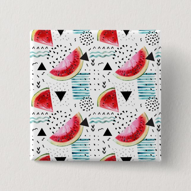 Abstract Watermelon Pattern Pinback Button (Front)