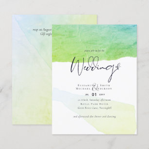 Abstract Watery Hue Wedding Invite Low Cost Budget