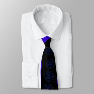 Abstract Wave Baphomet Neck Tie {Blue}