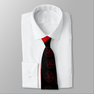 Abstract Wave Baphomet Neck Tie {Red}