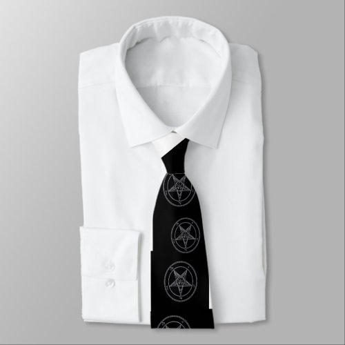 Abstract Wave Baphomet Neck Tie White