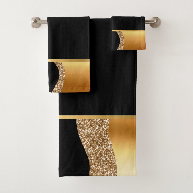 Black and discount gold towel set