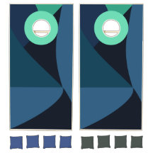 Abstract Wave Cornhole Set | Sea Slug Green & Blue