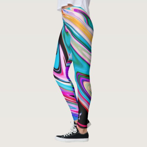 Abstract Wave Marble Stone Leggings