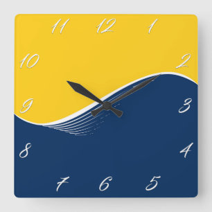 Abstract wave, modern, simple, elegant design square wall clock