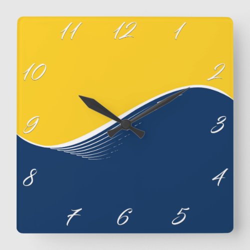 Abstract wave modern simple elegant design square wall clock