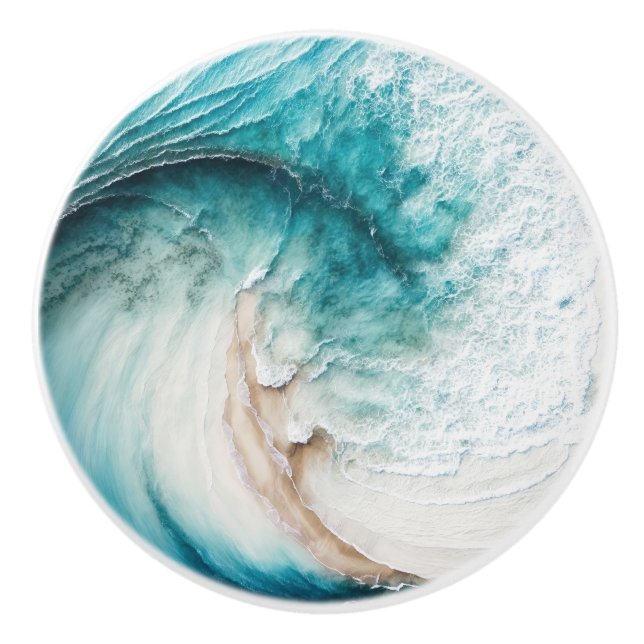 Abstract Wave Painting Ceramic Knob (Front)